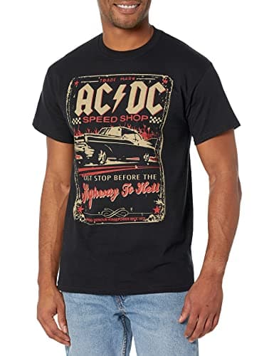 Liquid Blue Men's AC DC Speed Shop T-Shirt, Black, X-Large