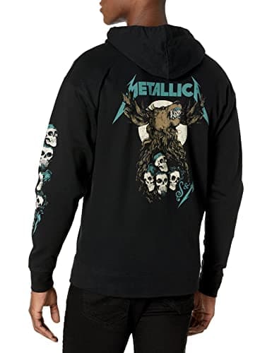 Metallica unisex adult Official Metallica S&m2 Moose Skull Zip Hoodie Hooded Sweatshirt, Black, X-Large US