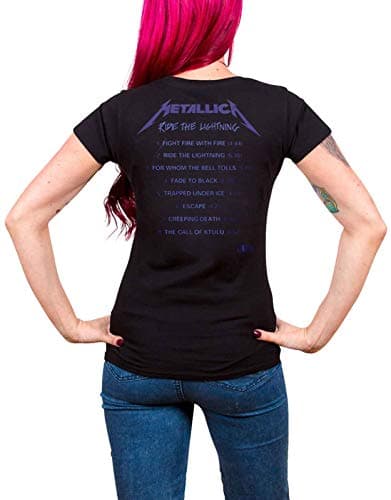 Metallica T Shirt Ride The Lightning Tracks Official Womens Junior Fit Black Size XL