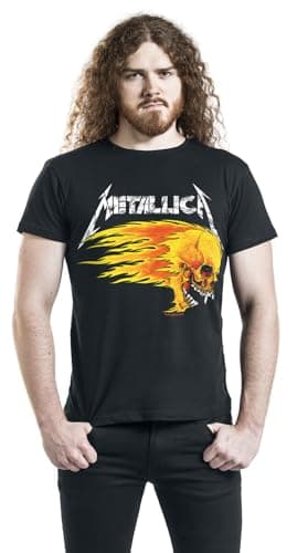 Metallica 'Flaming Skull Tour 94' (Black) T-Shirt (Large)