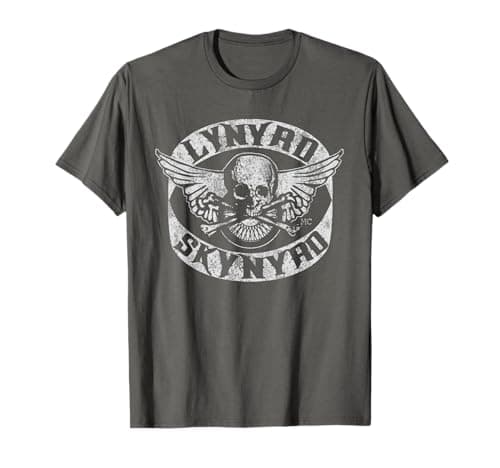 Lynyrd Skynyrd Biker Patch Skull Bones Vintage Classic Rock T-Shirt