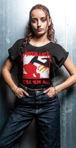 Metallica Men's Kill 'Em All Tracks (Back Print) Slim Fit T-Shirt Large Black