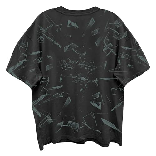 AC/DC Back in Black T Shirt for Men & Women Front & Back Print Shattered Glass Crewneck Tee - Band Tshirt
