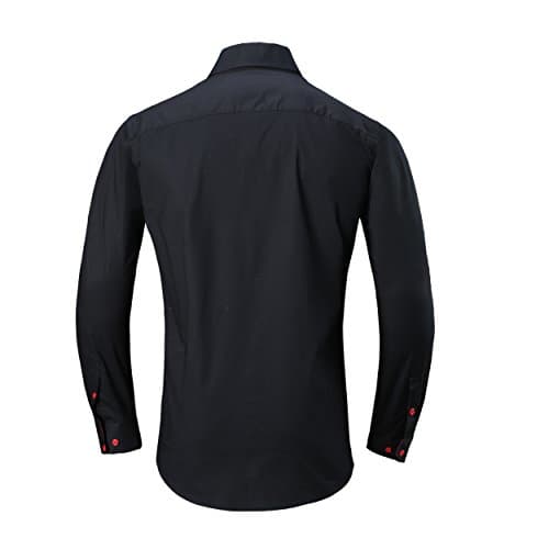 Alex Vando Mens Dress Shirts Regular Fit Long Sleeve Stretch Business Dress Shirts for Men,Black,Large