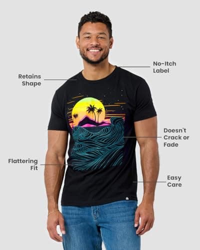 INTO THE AM Tranquil Ascent T-Shirt - Cool Space Design Tees for Men (Cream, Large)