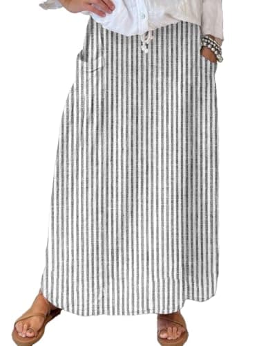 Falda Maxi Rayada Alta Cintura Mujer Chouyatou — Review Honesta
