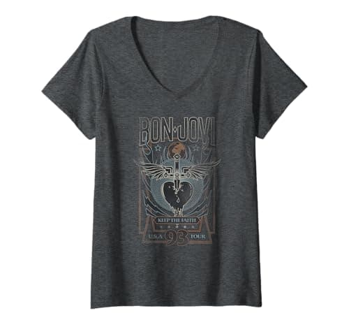 Bon Jovi Keep The Faith V-Neck T-Shirt Review – Real Fit Test