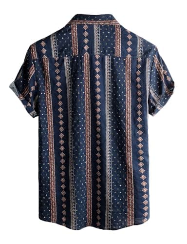 VATPAVE Mens Casual Hawaiian Floral Shirts Short Sleeve Button Down Tropical Shirts Beach Summer Shirts Small Navy Blue