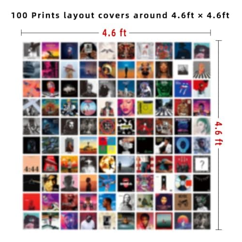 A ART·ZONE 100 Pcs 5x5 Inch | Posters Wall Collage Kit for Room, Album Cover, Music, Rapper, Band, Wall Poster for Bedroom