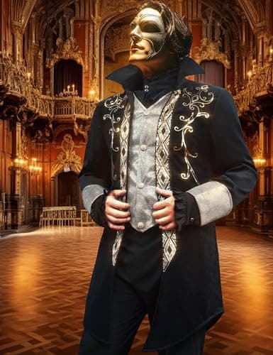 AIBEIX Mens Steampunk Medieval Jacket Gothic Victorian Frock Coat Uniform,Black,Large
