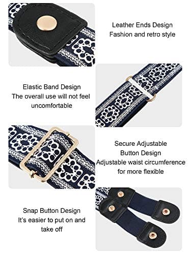 Syhood 4 Pieces No Buckle Belt Women Elastic Stretch, Buckless for Man Comfortable Invisible Belt for Jeans Pants