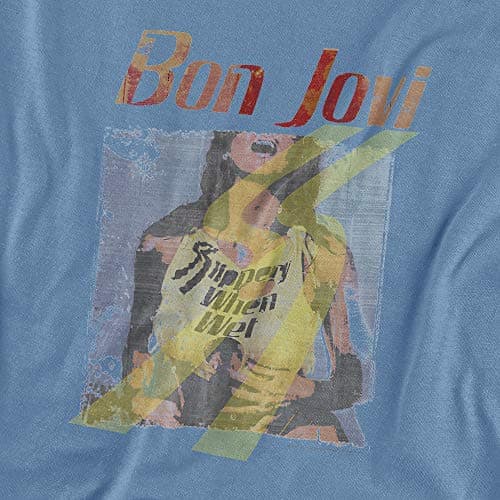 Bon Jovi Slippery When Wet Girl Unisex Adult T-Shirt, Carolina Blue, Medium
