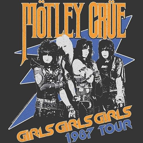 Motley Crue Rock Band Girls '87 Tour Mens Short Sleeve T Shirt 80s Vintage Graphic Tees Smoke