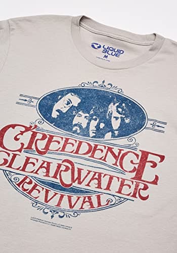 Liquid Blue unisex adult Creedence Clearwater Revival Travelin' Band T-shirt T Shirt, Grey, X-Large US