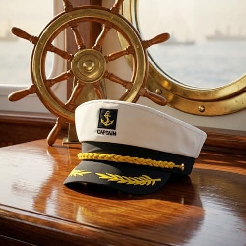 GLECTG Navy Blue Captain Hat – Premium Sailor Hat for Men & Women, Classic Yacht Rock Style Captain hat for Nautical Theme Parties, Halloween Costume,Sailor Dress Up & Boat Crew Events