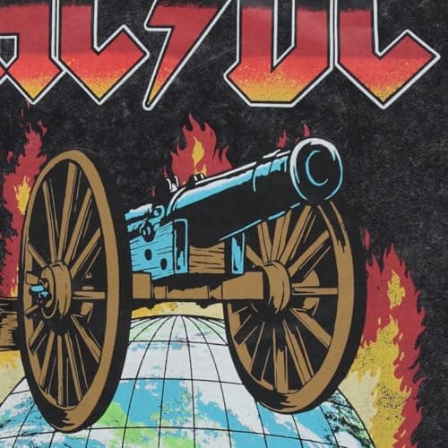 AC/DC Mens Classic Rock Shirt - Malcolm and Angus Young Vintage Tour Merch Tie Dye T-Shirt (Charcoal Wash, Large)