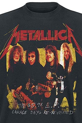 Metallica Men's Garage Photo Yellow (Back Print) Slim Fit T-Shirt X-Large Black