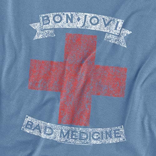 Popfunk Bon Jovi Bad Medicine New Jersey Album Band T-Shirt - XL, Carolina Blue