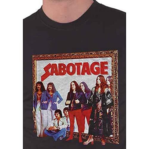 Black Sabbath T Shirt Sabotage Back Print Band Logo Official Mens Black Size XL