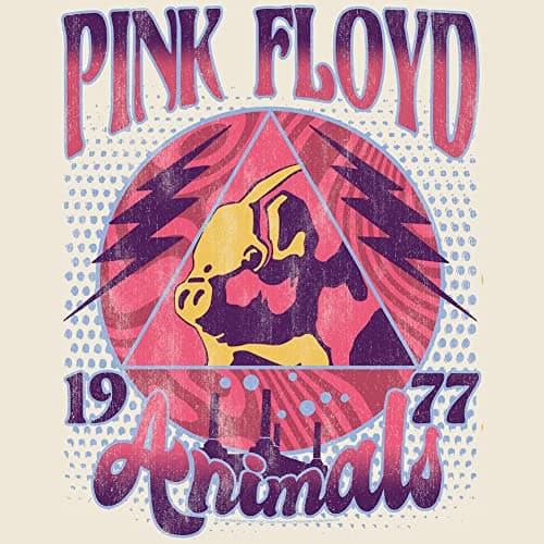 Pink Floyd 70s Rock 1977 Animals Adult Short Sleeve T-Shirts Vintage Style Graphic Tees Off-White