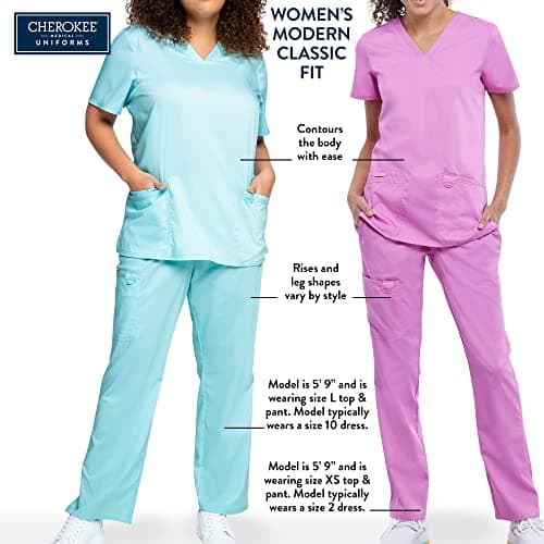 Cherokee Scrub Pants for Women Jogger Natural Rise Medical Uniform 5 Pocket Elastic Waist Ultra Soft 2-Way Stretch Plus Size - WW011, 2XL Tall, Pewter