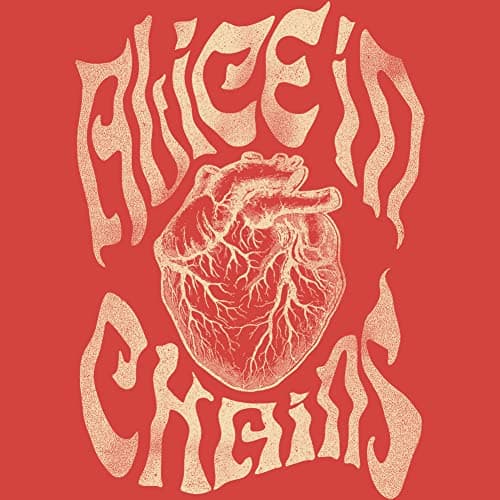 American Classics Alice in Chains T-Shirt - Heart Mens Short Sleeve 90s Music Vintage Style Graphic T-Shirt - Red Heather