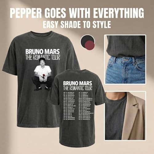 Vintage Pepper Romantic Tour Concert T-Shirt - Retro 2026 World Tour Date List Tee - Pop Soul Music Fan Apparel - Unisex Heavyweight Cotton Graphic Top