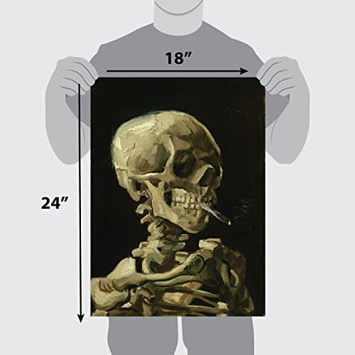 Palace Learning Vincent Van Gogh (Skull with Cigarette, 1885) Art Poster Print - 18" x 24" LAMINATED - Van Gogh Skeleton
