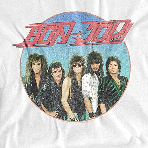 Bon Jovi Bon Sphere Unisex Adult T-Shirt, White, Large
