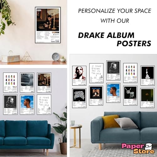 Thepaper9store Pack of 12 - Drake Music Album Art Wall Posters, 8.2x11.8 inch Adhesive Tape Attached Wall Decor Posters, Perfect For Bedroom, Living Room, Office