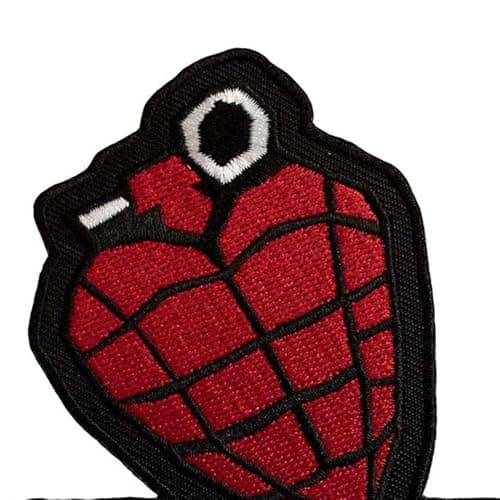 Green Day Logo Woven Grenade Iron On Patch (One Size) (Red/Black/White)