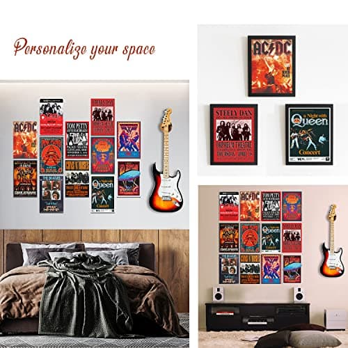 Woonkit Vintage Rock Band Posters for Room Aesthetic, 70s 80s 90s Retro Music Room Wall Bedroom Decor Art, Vintage Rock Concert Poster Wall Collage, Old Music Album Cover Prints (12 SET B, 7.8X11.8 INCH)