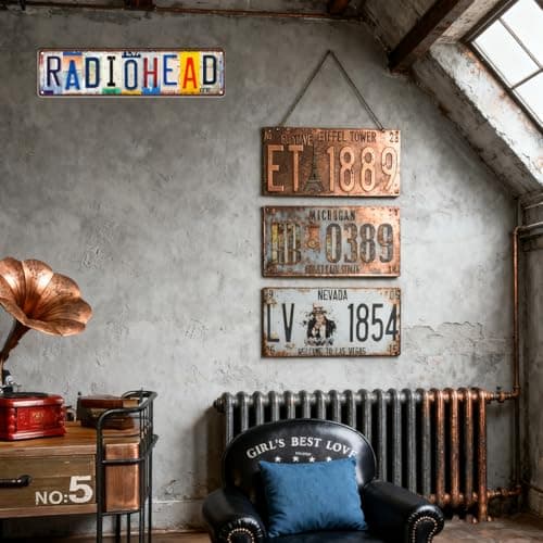 Vintage Wall Decoration Radiohead Merch,Country Band Street Sign Bar Metal tin Sign Album Poster,16x4 inches,Suitable for Music Grunge Rooms, Bedroom Retro Music Walls, Emo Room Decor, or Christmas and Birthday Gifts