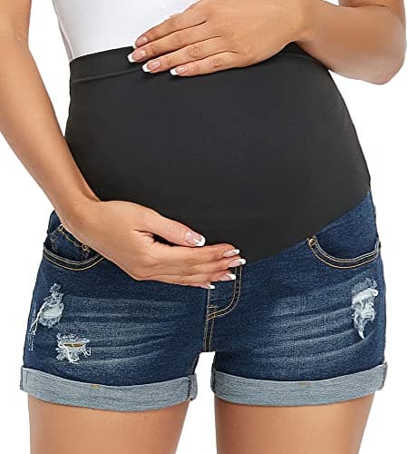fitglam Maternity Jean Shorts Review – Full Panel Over Belly Denim Shorts