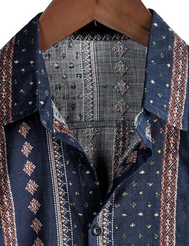 VATPAVE Mens Casual Hawaiian Floral Shirts Short Sleeve Button Down Tropical Shirts Beach Summer Shirts Small Navy Blue