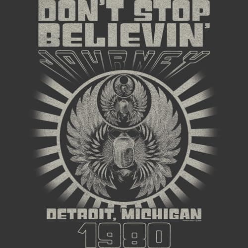 Journey Don't Stop Believin' Detroit '80 Adult Short Sleeve T Shirt Vintage Style 80s Music Graphic Tees Smoke