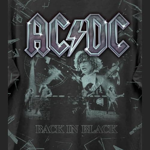 AC/DC Back in Black T Shirt for Men & Women Front & Back Print Shattered Glass Crewneck Tee - Band Tshirt