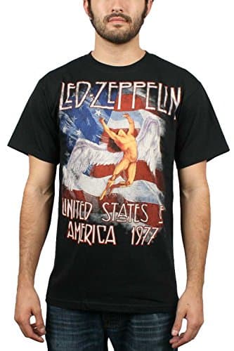 Led Zeppelin Men's Stars N' Stripes USA '77. Slim Fit T-Shirt XX-Large Black