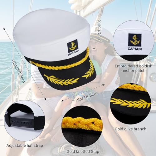 GLECTG Navy Blue Captain Hat – Premium Sailor Hat for Men & Women, Classic Yacht Rock Style Captain hat for Nautical Theme Parties, Halloween Costume,Sailor Dress Up & Boat Crew Events