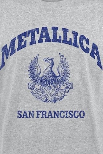 Metallica T Shirt College Crest Band Logo Official Mens Grey Size L