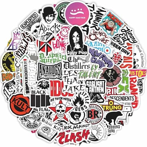BulbaCraft 100Pcs Punk Stickers, Punk Rock Stickers, Rock Gifts, Music Accessories, Rebellious Merch, Sound Decals, Music Party Supplies, Gifts for Women & Men
