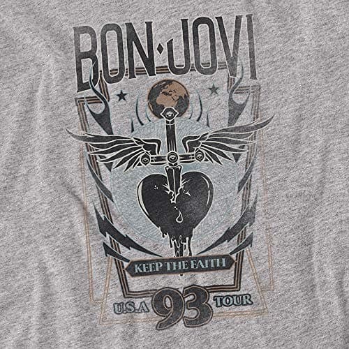 Bon Jovi Keep The Faith Unisex Adult T-Shirt, Athletic Heather, X-Large