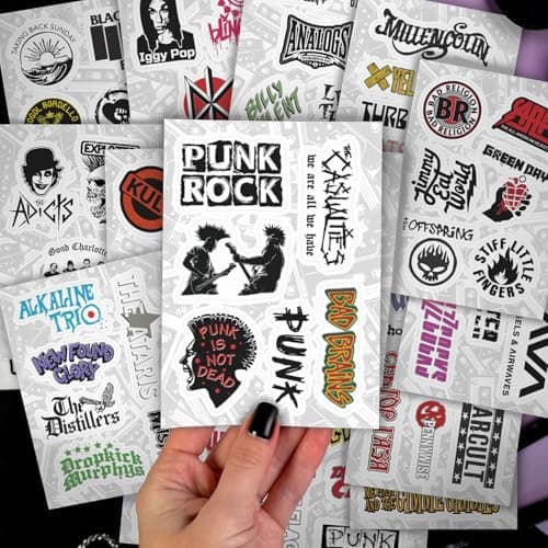 BulbaCraft 100Pcs Punk Stickers, Punk Rock Stickers, Rock Gifts, Music Accessories, Rebellious Merch, Sound Decals, Music Party Supplies, Gifts for Women & Men